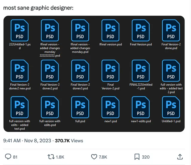 Screenshot of a dozen photoshop files name FINAL