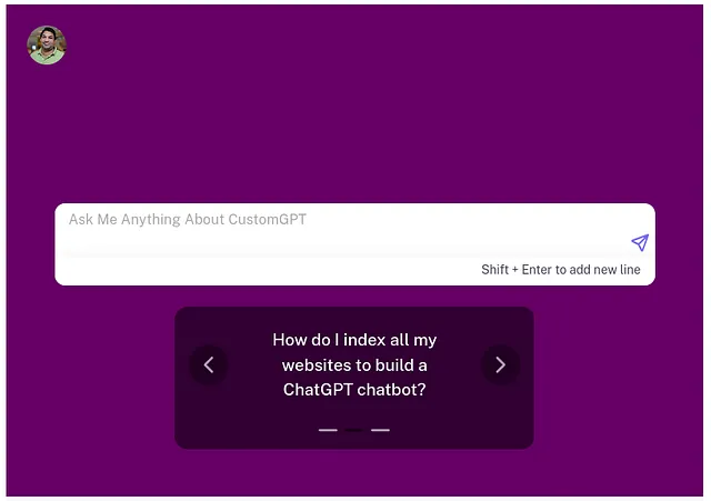 Example: Custom GPT Chatbot indexed with company knowledge.